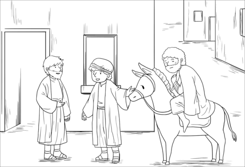 A Samaritan Put The Man On His Own Donkey Brought Him To An Inn And Took Care Of Him Coloring Page